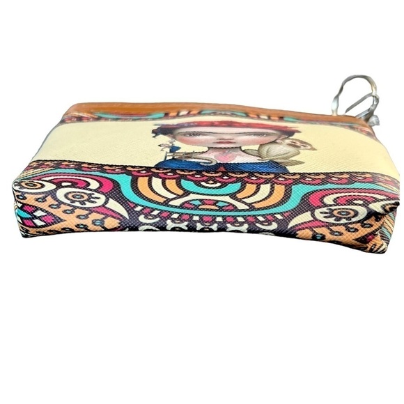 Frida Kahlo with Monkey Zippered Coin Purse, Cosmetic Bag, NWT - Picture 4 of 6
